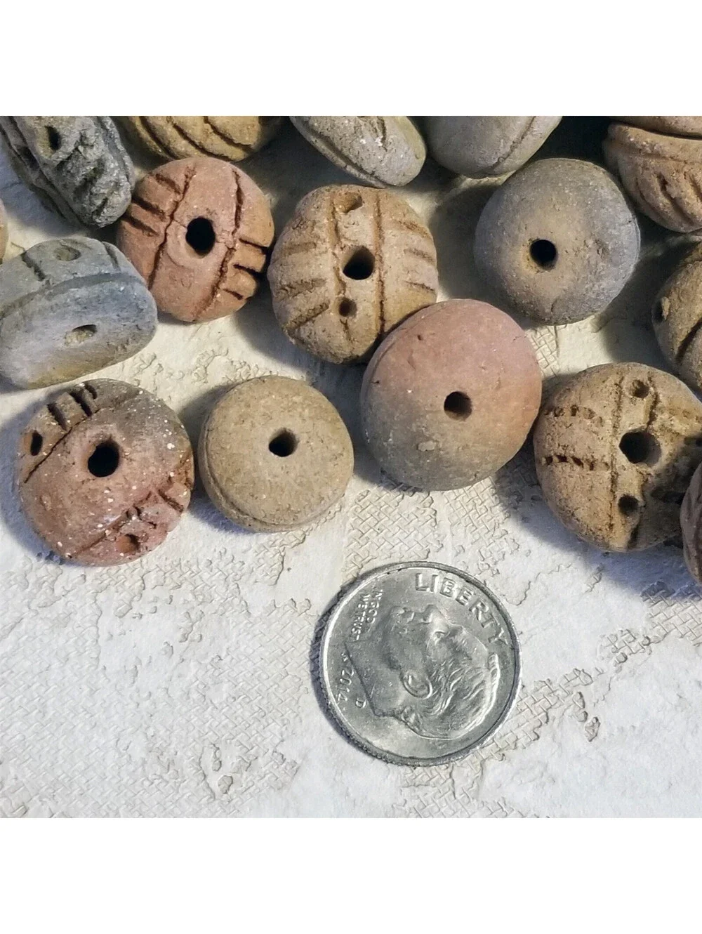Vintage South American Tribal Terra Cotta Clay Beads Rondelle Assortment 10 pcs